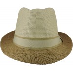 Silver Fever Stripped Panama Fedora Hat for Men or Women 2 Tone Tan at Women’s Clothing store