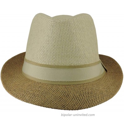 Silver Fever Stripped Panama Fedora Hat for Men or Women 2 Tone Tan at  Women’s Clothing store