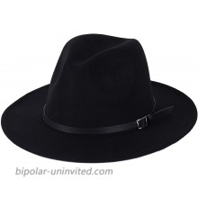 Spring hue Womens Classic Wide Brim Fedora with Belt Buckle Wool Panama Felt Hat Z5 One Size at  Women’s Clothing store