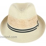 Sun 'n' Sand Women's Packable Fedora Hat with Striped Hatband Natural at Women’s Clothing store