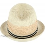 Sun 'n' Sand Women's Packable Fedora Hat with Striped Hatband Natural at Women’s Clothing store