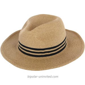 Sun 'n' Sand Women's Striped Packable Panama Fedora Hat Tan at  Women’s Clothing store