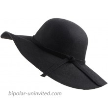 Urban CoCo Women's Foldable Wide Brim Felt Bowler Fedora Floopy Wool Hat Black at  Women’s Clothing store