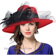 VECRY Women's Fascinator Wool Felt Hat Cocktail Party Wedding Fedora Hats B-Red at  Women’s Clothing store