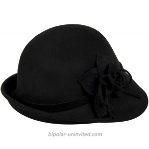 Vintage Classic Cloche Bucket Hat Fedora for Lady 100% Wool Woman Party Fashion with Bow Accent Black at  Women’s Clothing store