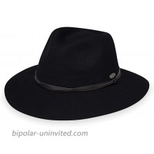 Wallaroo Hat Company Women’s Aspen Fedora – Stylish Sun Protection UPF 50+ 100% Wool Felt Adjustable Packable Black at  Women’s Clothing store