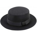Women Black Classic Fedora Hat Wide Brim Trilby Manhattan Hat Jazz Hat with Belt at Women’s Clothing store