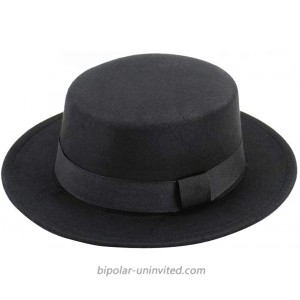 Women Black Classic Fedora Hat Wide Brim Trilby Manhattan Hat Jazz Hat with Belt at  Women’s Clothing store