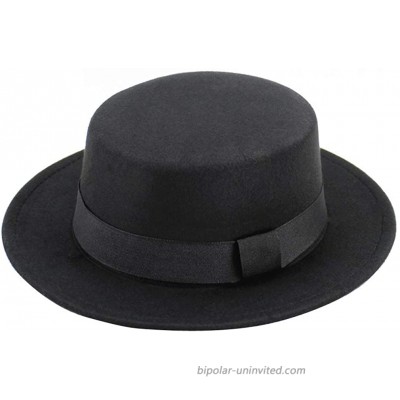 Women Black Classic Fedora Hat Wide Brim Trilby Manhattan Hat Jazz Hat with Belt at  Women’s Clothing store
