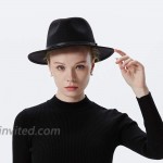 Women Fedora Hats Wide Brim Felt Sun Hat with BeltBlack at Women’s Clothing store