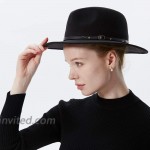 Women Fedora Hats Wide Brim Felt Sun Hat with BeltBlack at Women’s Clothing store