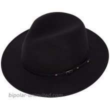 Women Fedora Hats Wide Brim Felt Sun Hat with BeltBlack at  Women’s Clothing store