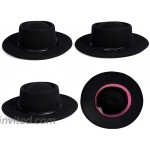 Womens 100% Wool Felt Hat Winter Panama Fedora Pork Pie Hats Bow Black at Women’s Clothing store