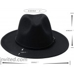 Women's Classic Felt-Panama-Hat with Belt Buckle Wide Brim Fedora-Hat Black with Black Belt Buckle Medium at Women’s Clothing store