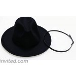 Women's Classic Felt-Panama-Hat with Belt Buckle Wide Brim Fedora-Hat Black with Black Belt Buckle Medium at Women’s Clothing store