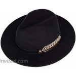 Women's Classic Wide Brim Floppy Panama Hat with Belt Buckle Fedora Hat Black at Women’s Clothing store