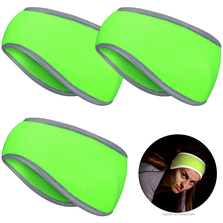 3 Pieces Ear Warmer Headband High Visibility Reflective Safety Headband Winter Fleece Earband for Girls Women Men Fluorescent Green at Women’s Clothing store