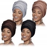 4 Pieces Head Wrap Scarf Stretch Turban Long Hair Scarf Wrap African Head Wraps for Women Hair at Women’s Clothing store