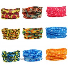 9 Pack Headbands Bandana Head Wrap Athletic Multifunctional Fashion Bands Sweat Wicking Hair Bands for Men Women Yoga Running Sports UV Shield Face Cover