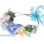 Adjustable Handmade Flower Crown Headband -HAIMEIKANG Flower Headband for Women Girl Festival Wedding Party Flower Wreath Blue