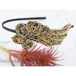 Alilang Women's Vintage 1920s Hand-Beads Retro Big Flower Leaf Flapper Headband Gold