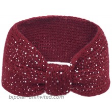 Dahlia Women's Wide Knitted Headband - Sparkle Bow - Burgundy at  Women’s Clothing store