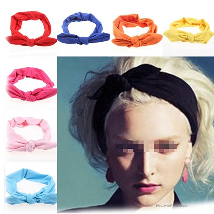 Ewanda store Women's Elastic Rabbit Ear Headband Turban Headwrap Knotted Soft Twisted Headband Cross Knot Hair BandsHot Pink