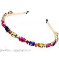 Fashion New Thin Gold Color Plated Metal Headbands for Women Colorful Glass Crystal Head Hoop Band Accessories multicolor