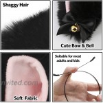 Fur Cat Ears with Bell Cosplay Girl Plush Furry Fox Ear Headwear Anime Costume Black with Bell