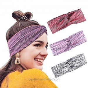 Graeen Boho Yoga Hair Bands Criss Cross Headwrap Wide Headband Sports Hair Band Accessories for Women and GirlsPack of 3