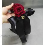 Hand made Gothic Lolita Rose Flower Headband With Crystal Chain Ribbon Vintage Cosplay Party Hair Accessories A