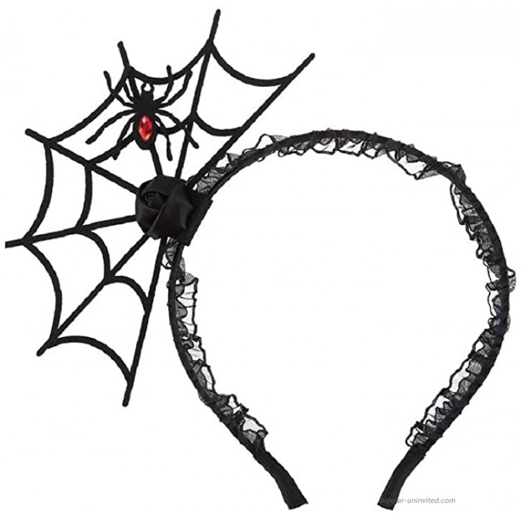 JIALWEN Halloween Spider Headband Spiderweb Hair Hoop Halloween Party Cosplay Masquerade Costume Accessory