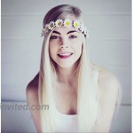 LD DRESS Women Bohemian Floral White Daisy Flower Elastic Headband Headpieces Yellow White