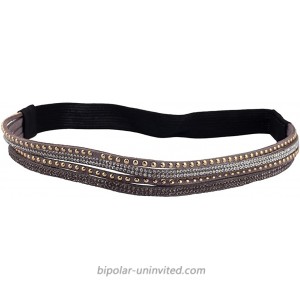 Lux Accessories Beaded Studded Grey Stretch Headband Lux Accessories