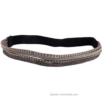 Lux Accessories Beaded Studded Grey Stretch Headband Lux Accessories