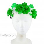 Lux Accessories Green White Saint Patrick Clover Flowers Fashion Elastic Crowns