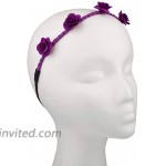 Lux Accessories Purple Rose Fabric Woven Floral Flower Stretch Headband Head Band