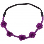 Lux Accessories Purple Rose Fabric Woven Floral Flower Stretch Headband Head Band