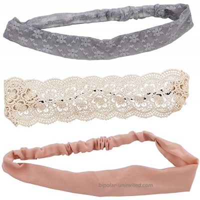 Lux Accessories Romantic Boho Floral Lace and Crochet Soft Head Wrap Pack 3PCS