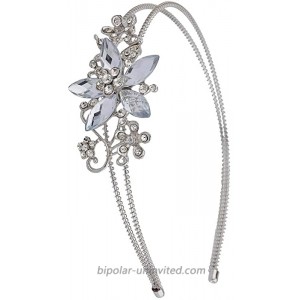 Lux Accessories Silvertone Crystal and Pave Stone Bridal Vine Flower Headband Lux Accessories