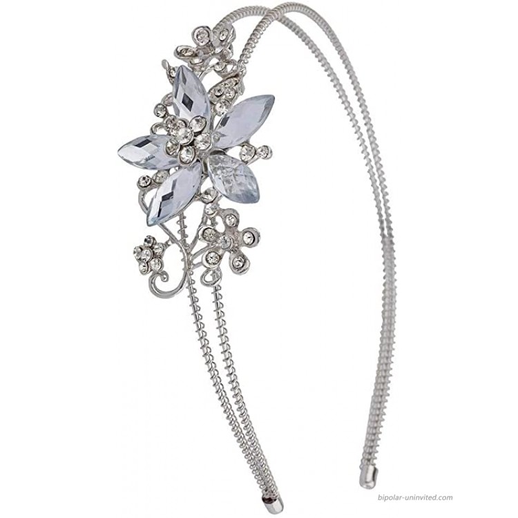 Lux Accessories Silvertone Crystal and Pave Stone Bridal Vine Flower Headband Lux Accessories
