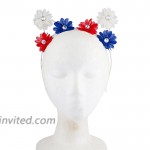 Lux Accessories White July 4th Red Blue Plain Flowers Cat Ears Fashion Headband
