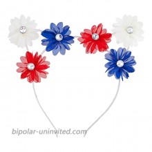 Lux Accessories White July 4th Red Blue Plain Flowers Cat Ears Fashion Headband