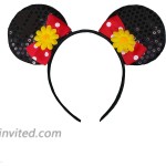 Novelty Pair Mickey Minnie Mouse Style Ears Headband for Boys Girls Parties Festivals Comes Double Flower [2 Black] at Women’s Clothing store