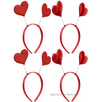PIXNOR Red Heart Headband Glitter Head Bopper Valentines Day Hair Accessories Party Headwear Holiday Costume Headpiece For Holiday Party Props Party Favors Red 4pcs at  Women’s Clothing store