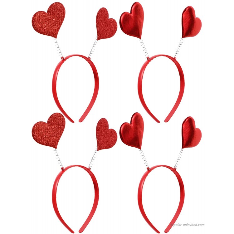 PIXNOR Red Heart Headband Glitter Head Bopper Valentines Day Hair Accessories Party Headwear Holiday Costume Headpiece For Holiday Party Props Party Favors Red 4pcs at Women’s Clothing store