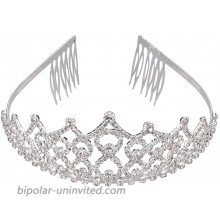 Thmyo Rhinestones Crystal Wedding Bridal Pageant Hair Jewelry Princess Tiara Crown Birthday Headband Silver