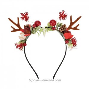 TOECWEGR Christmas Reindeer Antlers Headband Hair Clips Hair Hoop Girl Holiday Beauty Headdress antlersA