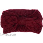 Womens Winter Boho Chic Classic Cable Bow Knotted Crochet Knitted Turban Headband Headwrap at Women’s Clothing store