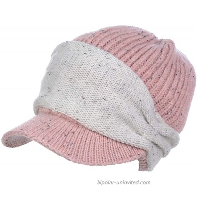 BYOS Womens Winter Relaxed Speckled Fleece Lined Knit Newsboy Cabbie Hat Visor at  Women’s Clothing store
